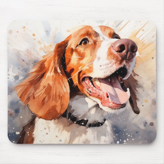 Happy Waterverf Dog Art Print Muismat (Voorkant)