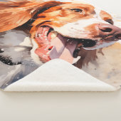 Happy Waterverf Dog Art Print Sherpa Deken (3/4)