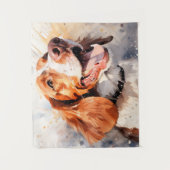 Happy Waterverf Dog Art Print Wandkleed (Voorkant)