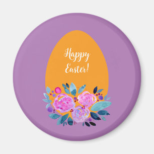 Happy waterverf floral egg magneet