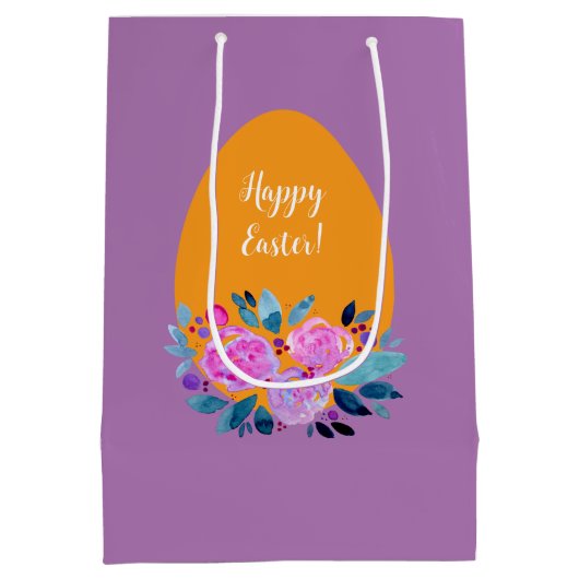 Happy waterverf floral egg medium cadeauzakje (Achterkant)