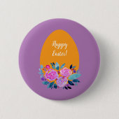 Happy waterverf floral egg ronde button 5,7 cm (Voorkant)