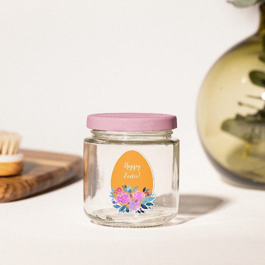 Happy waterverf floral egg sticker