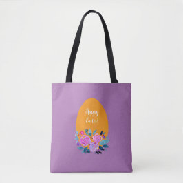 Happy waterverf floral egg tote bag
