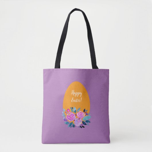 Happy waterverf floral egg tote bag (Voorkant)