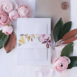 Happy Waterverf Floral Wedding Belly Band Uitnodigingen Wikkel