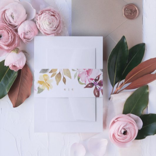 Happy Waterverf Floral Wedding Belly Band Uitnodigingen Wikkel