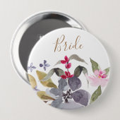 Happy Waterverf Florals Wedding Bride Ronde Button 4,0 Cm (Voorkant /achterkant)