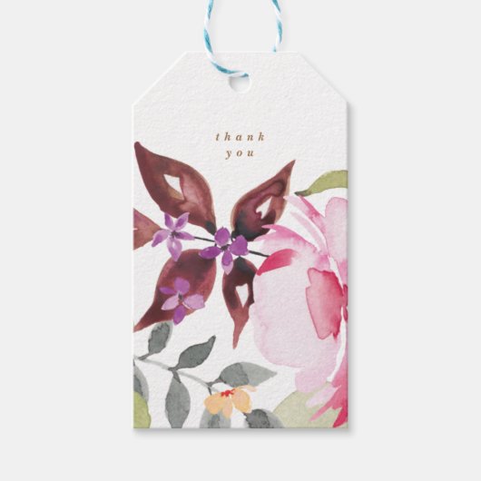 Happy Waterverf Florals Wedding Favor Cadeaulabel (Voorkant)