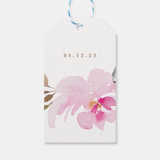 Happy Waterverf Florals Wedding Favor Cadeaulabel (Achterkant)