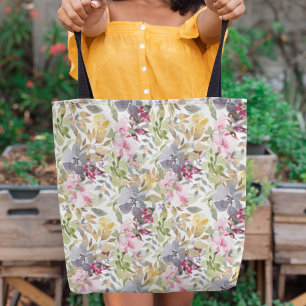 Happy Waterverf Florals Wedding Party Tote Bag