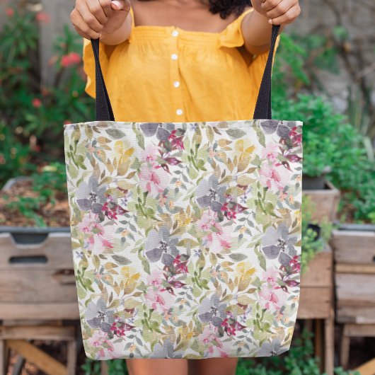 Happy Waterverf Florals Wedding Party Tote Bag