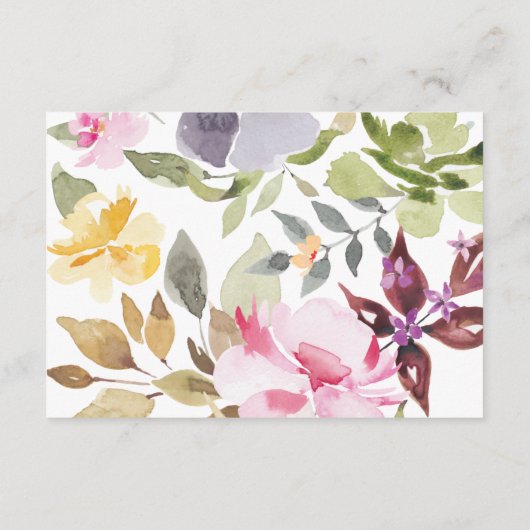 Happy Waterverf Florals Wedding Reception Informatiekaartje (Achterkant)