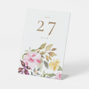 Happy Waterverf Florals Wedding Table Reclamebord Met Voetstuk