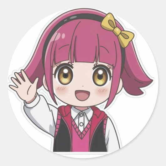 Happy Wave Anime Sticker (Voorkant)