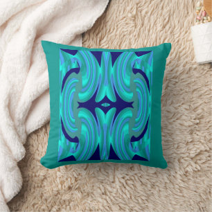 Happy Wave op Blauw/Blauwgroen/Navy Kussen