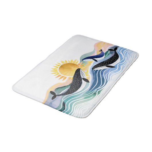 Happy Waves & Blue Whales Waterverf Badmat (Gekanteld)
