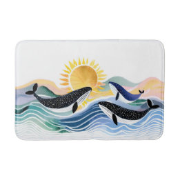 Happy Waves & Blue Whales Waterverf Badmat