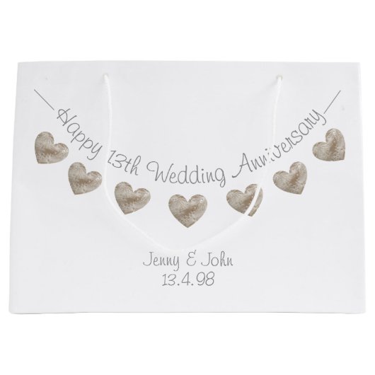 Happy Wedding 13th Jubileum lace hartslag Groot Cadeauzakje (Voorkant)