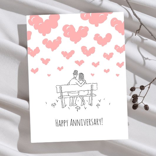Happy Wedding Anniversary Married Couple Hearts Briefkaart