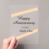 Happy wedding anniversary orange pastel lines name acryl uitnodigingen (Insitu (Draagbaar))