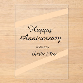 Happy wedding anniversary orange pastel lines name acryl uitnodigingen