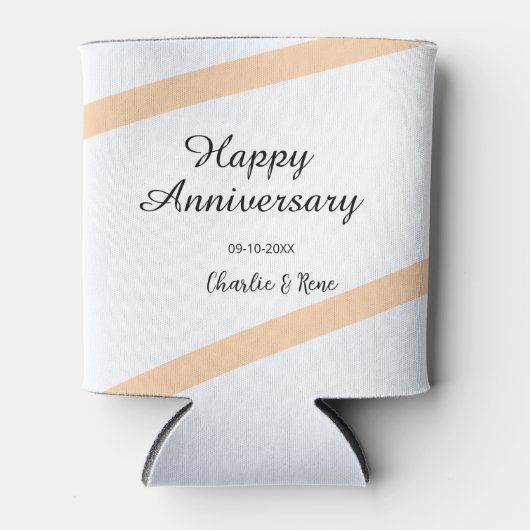 Happy wedding anniversary orange pastel lines name blikjeskoeler (Voorkant)