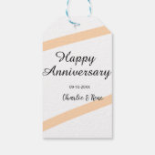 Happy wedding anniversary orange pastel lines name cadeaulabel (Achterkant)