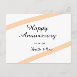 Happy wedding anniversary orange pastel lines name feestdagenkaart
