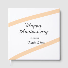Happy wedding anniversary orange pastel lines name gastenboek