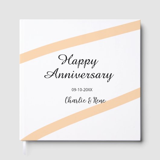 Happy wedding anniversary orange pastel lines name gastenboek (Voorkant)