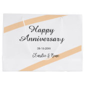 Happy wedding anniversary orange pastel lines name groot cadeauzakje (Achterkant)