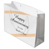Happy wedding anniversary orange pastel lines name groot cadeauzakje (Achterkant Gekanteld)
