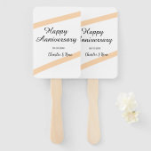 Happy wedding anniversary orange pastel lines name handwaaier (Voorkant en achterkant)