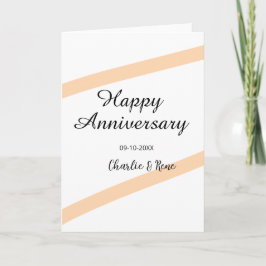 Happy wedding anniversary orange pastel lines name kaart