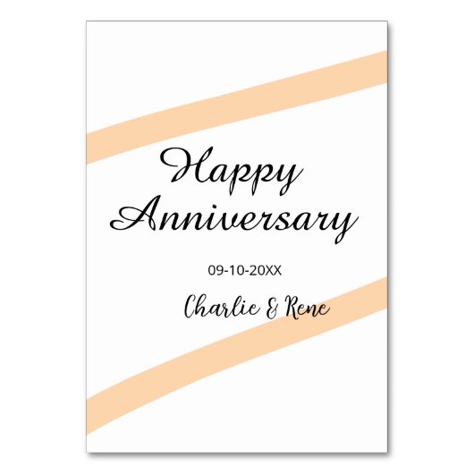 Happy wedding anniversary orange pastel lines name kaart (Voorkant)
