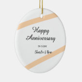 Happy wedding anniversary orange pastel lines name keramisch ornament (Rechts)