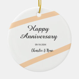 Happy wedding anniversary orange pastel lines name keramisch ornament