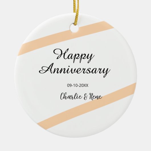 Happy wedding anniversary orange pastel lines name keramisch ornament (Voorkant)