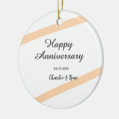 Happy wedding anniversary orange pastel lines name keramisch ornament (Links)
