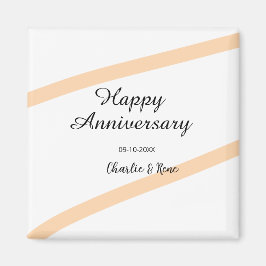Happy wedding anniversary orange pastel lines name magneet
