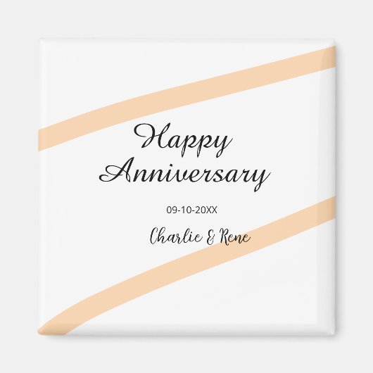 Happy wedding anniversary orange pastel lines name magneet (Voorkant)