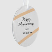 Happy wedding anniversary orange pastel lines name ornament (voorkant)