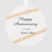 Happy wedding anniversary orange pastel lines name ornament (achterkant)
