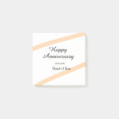 Happy wedding anniversary orange pastel lines name post-it® notes (Voorkant)
