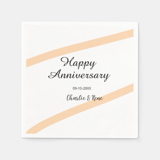 Happy wedding anniversary orange pastel lines name servet (Voorkant)
