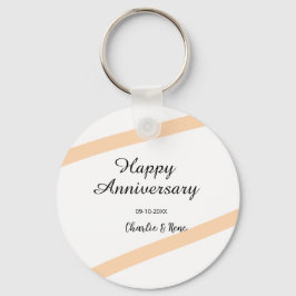 Happy wedding anniversary orange pastel lines name sleutelhanger
