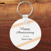 Happy wedding anniversary orange pastel lines name sleutelhanger (Achterkant)