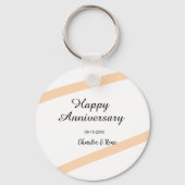 Happy wedding anniversary orange pastel lines name sleutelhanger (Achterkant)