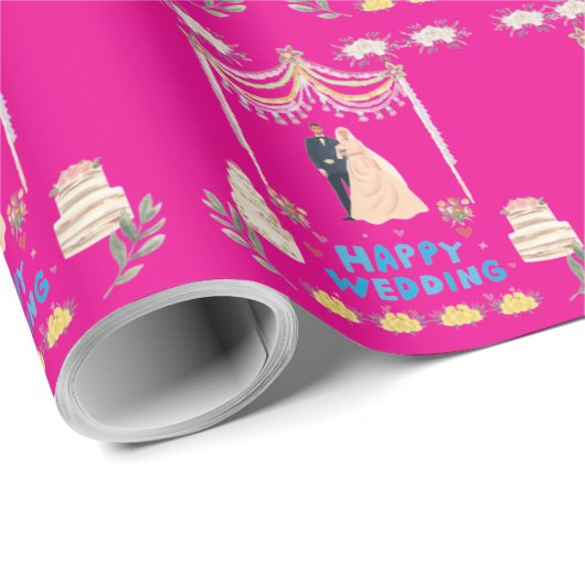 Happy wedding cadeaupapier (Rol Hoek)